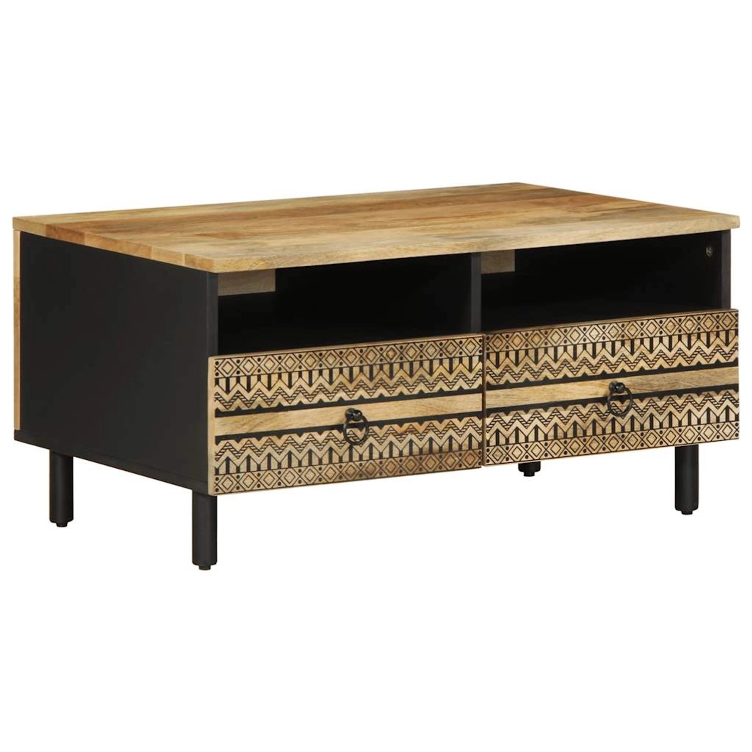 vidaXL Couchtisch Schwarz 80x54x40 cm Raues Mangoholz 4018641 günstig online kaufen