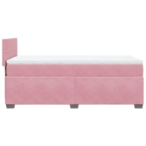 Rosa vidaXL Boxspringbett mit Matratze (100x200 cm) aus Samt.