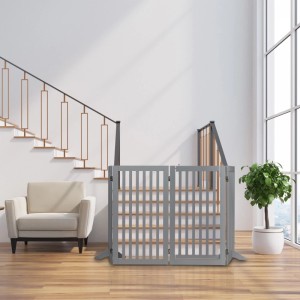 Relaxdays Absperrgitter MDF Grau mit Tür Zusammenklappbar 92 cm x 207 cm x 30 cm 14,2 kg