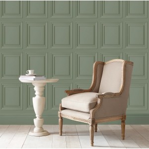 Laura Ashley Vliestapete Redbrook Wood Panel Sage mit Holzvertäfelung-Optik.