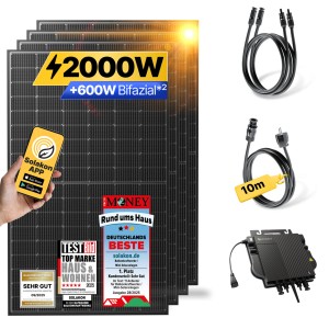 Solakon Balkonkraftwerk 2000W 800W Solaranlage Steckerfertig Komplettset Photovoltaik Anlage 800W Kabellänge 10m