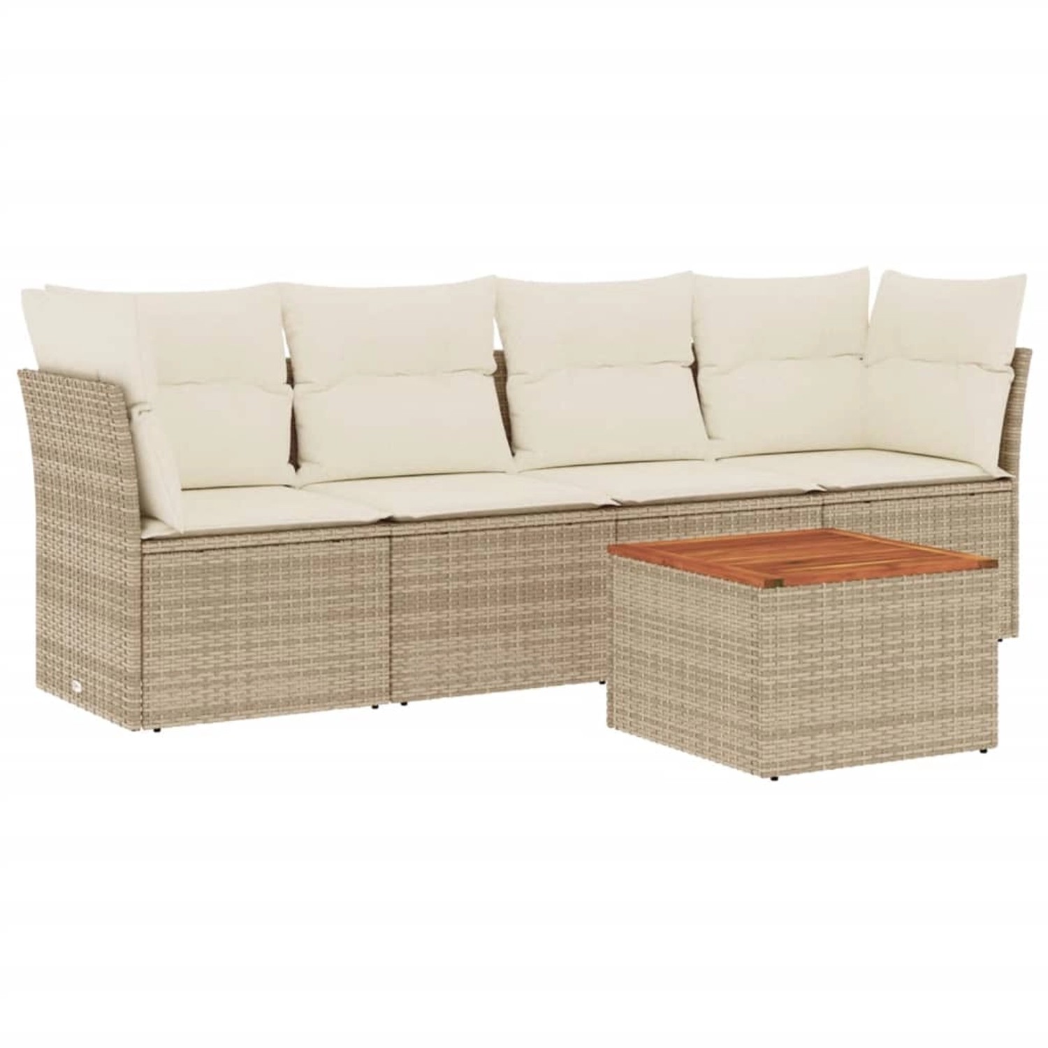 vidaXL 5-Tlg Garten-Sofagarnitur mit Kissen Beige Poly Rattan 3255806 günstig online kaufen