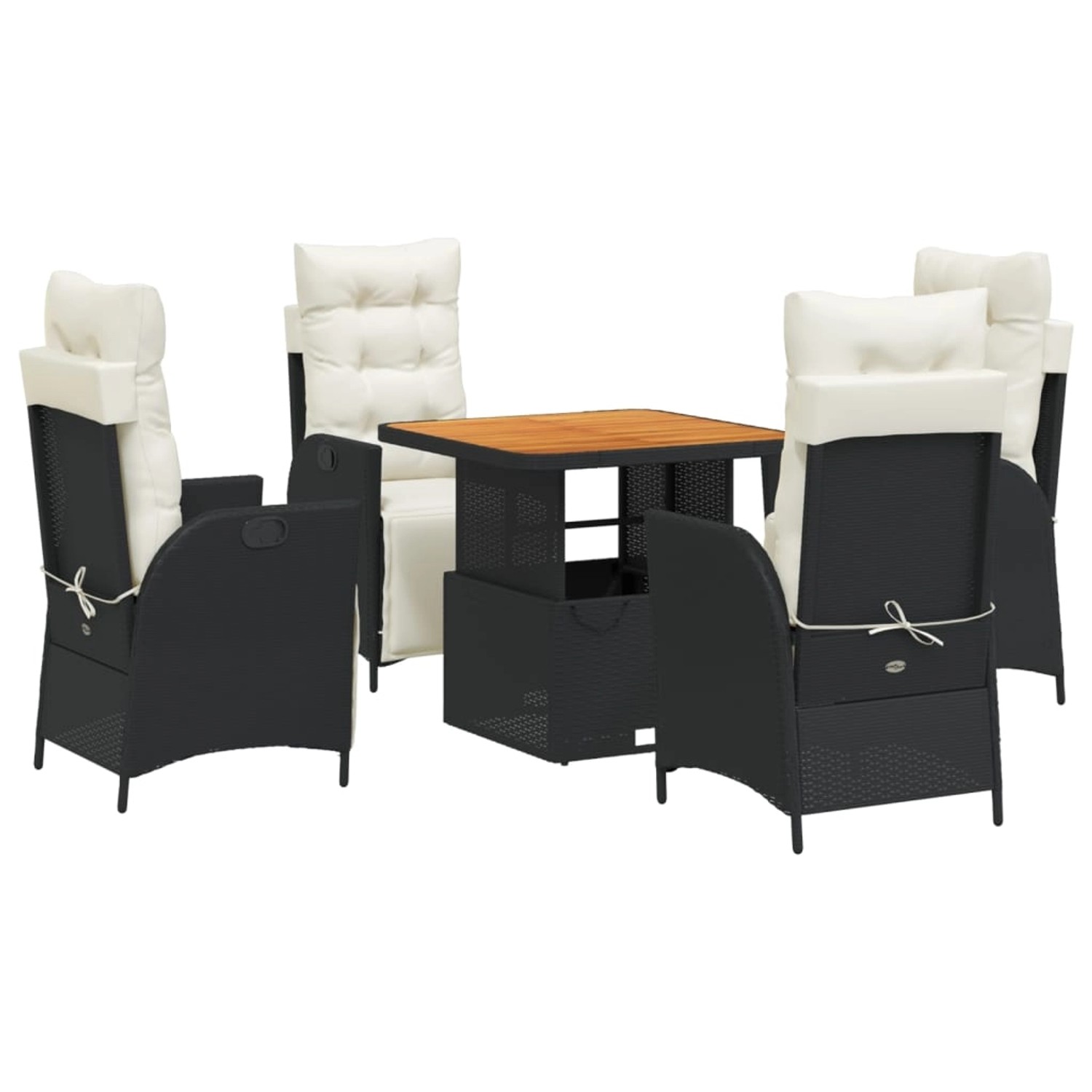 vidaXL 5-Tlg Garten-Essgruppe mit Kissen Schwarz Poly Rattan 3277436 günstig online kaufen