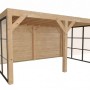 Moderne weka Gartenlaube Lumley aus Fichtenholz mit Flachdach, robusten Pfosten, Glas- und Holzwänden. Terrassenüberdachung.