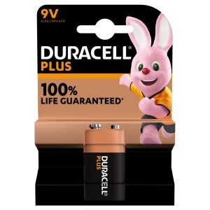 Duracell 9V Alkaline Batterie, MN1604/6LR61, im Blisterpack mit Duracell-Hase.