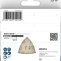 Bosch Delta-Schleifblatt F460, Körnung 180, 5er-Pack für Holz & Lack. Dreieckiges Schleifpapier auf weißer Verpackung.