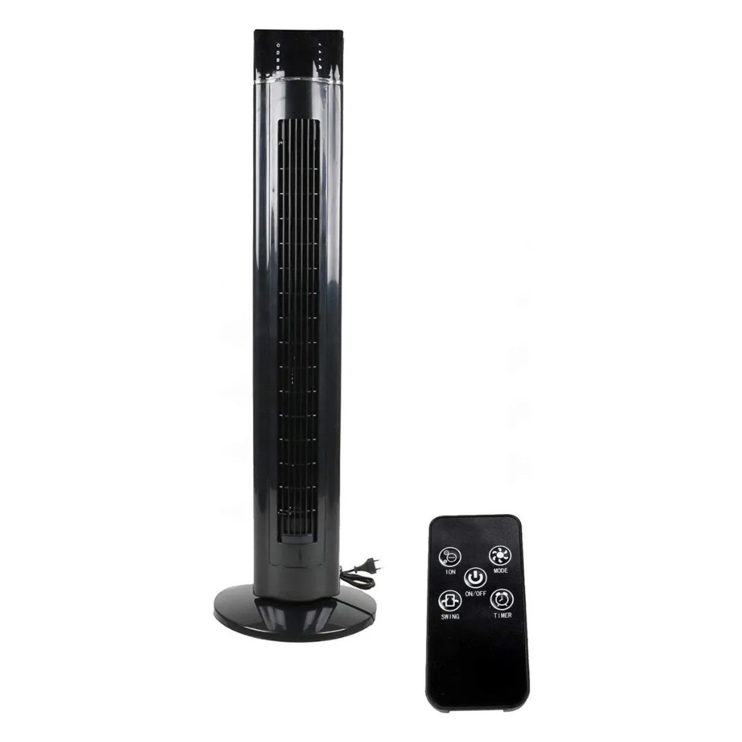 JUNG LIFETIME TVE20 Ventilator Leise mit Fernbedienung & Timer 107cm Schwarz  Silber 60W ENERGIESPAREND 75° Oszillation Lüfter Standventilator