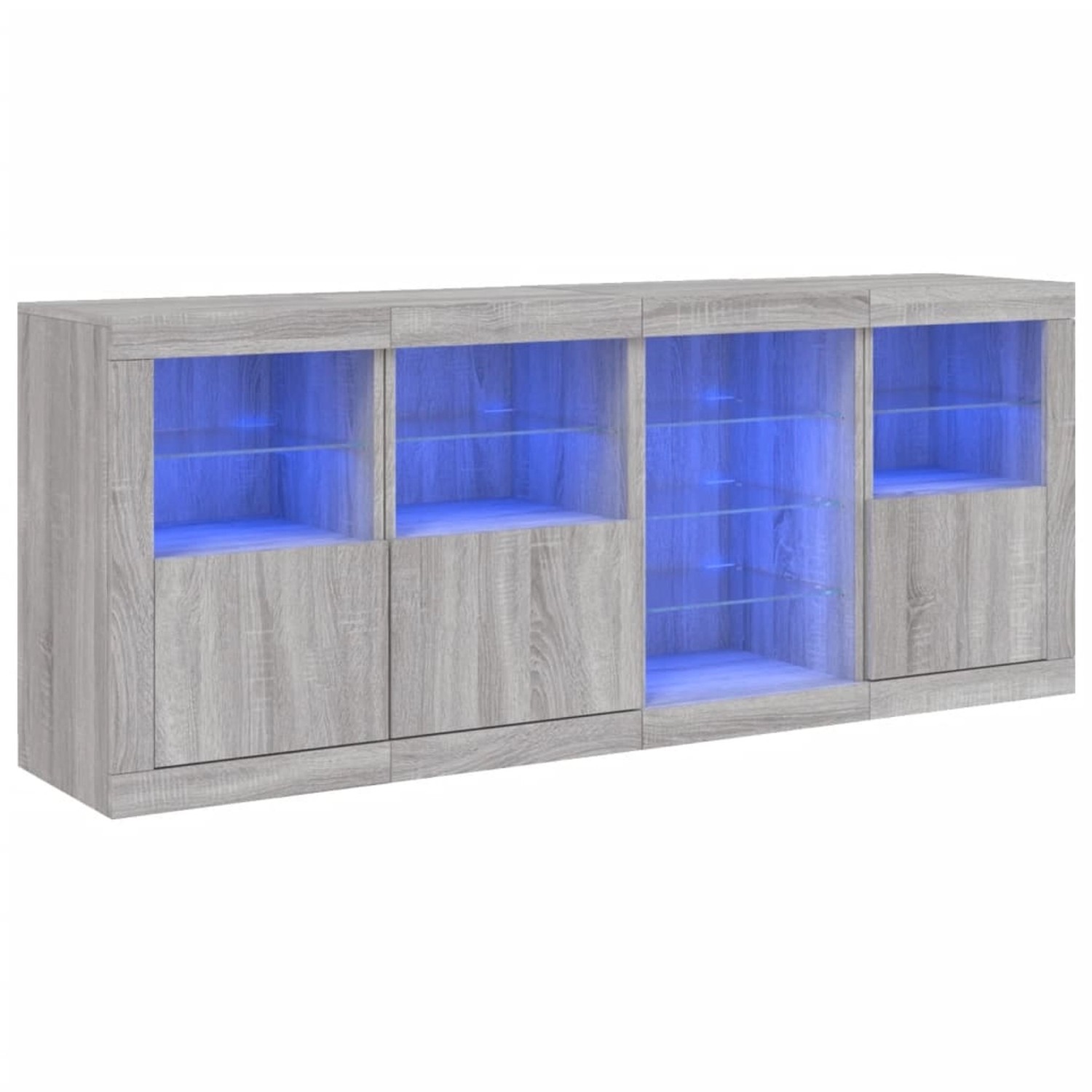 vidaXL Sideboard mit LED-Leuchten Grau Sonoma 164x37x67 cm 3209056 günstig online kaufen