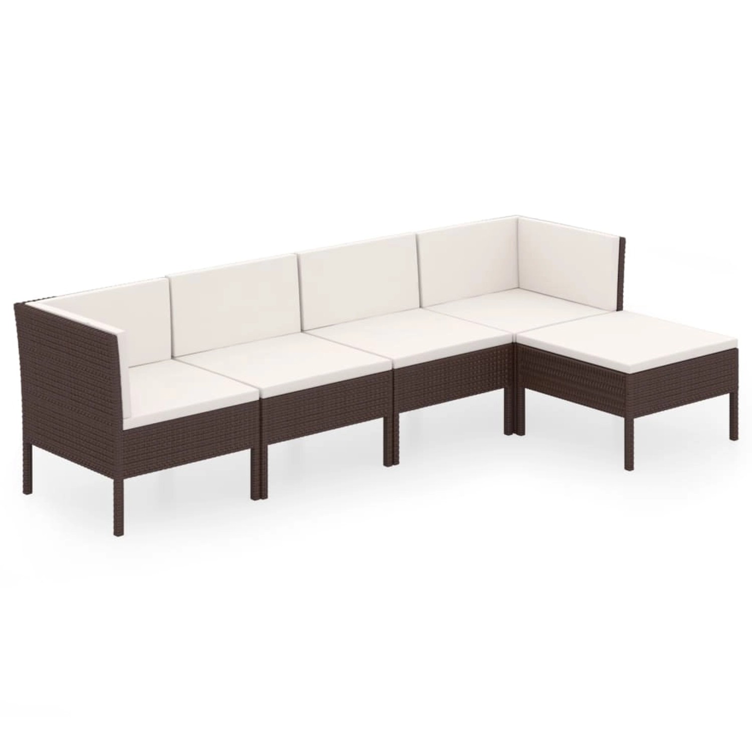 vidaXL 5-tlg Garten-Lounge-Set mit Auflagen Poly Rattan Braun Modell 16