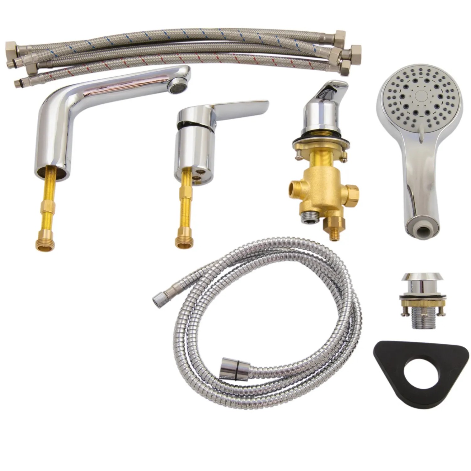 PaulGurkes 4-Loch Wannenrandarmatur Set mit Einhandmischer und Handbrause.