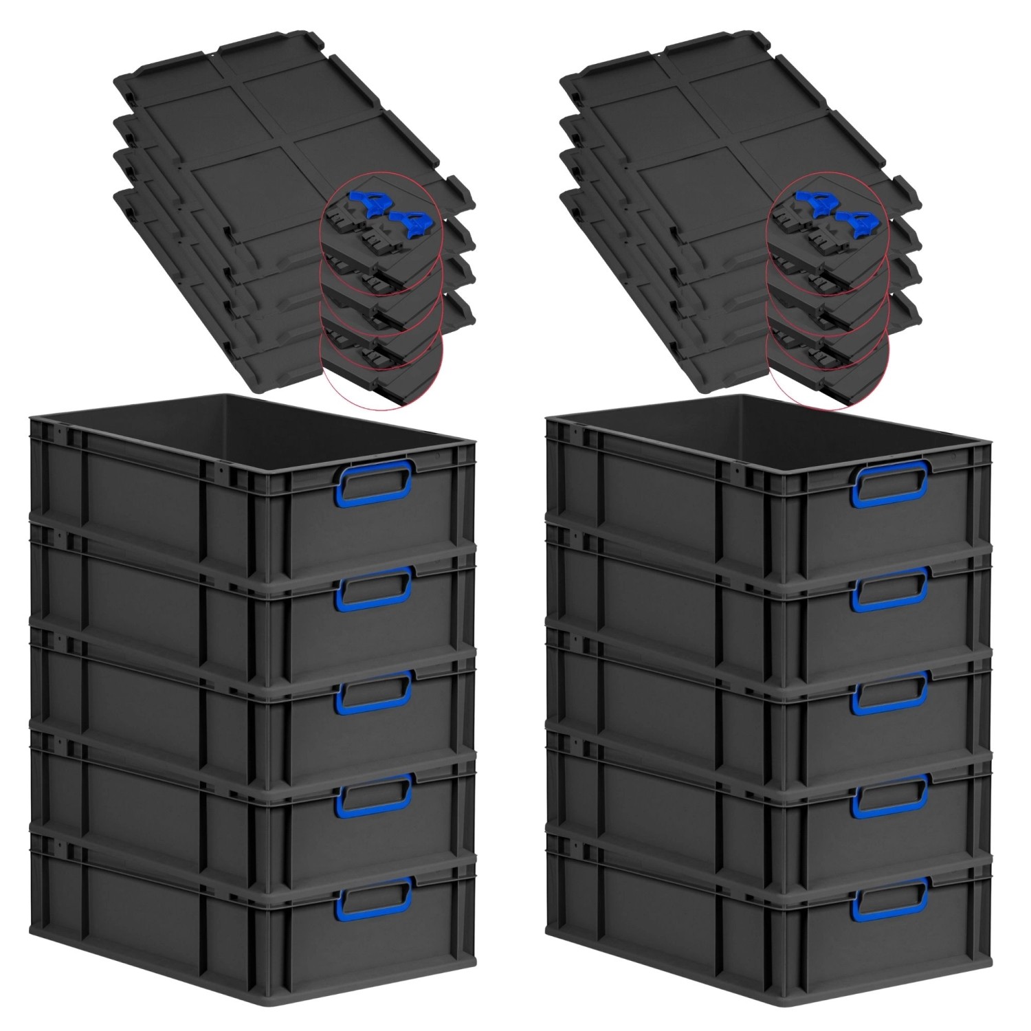 PROREGAL SuperSparSet 10x Eurobox Nextgen Color Mit Scharnierdeckel HxBxT 1 günstig online kaufen