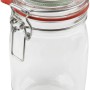 Dr. Oetker Bügelverschlussglas, 1140ml, transparent, mit rotem Gummiring und Metallbügel.