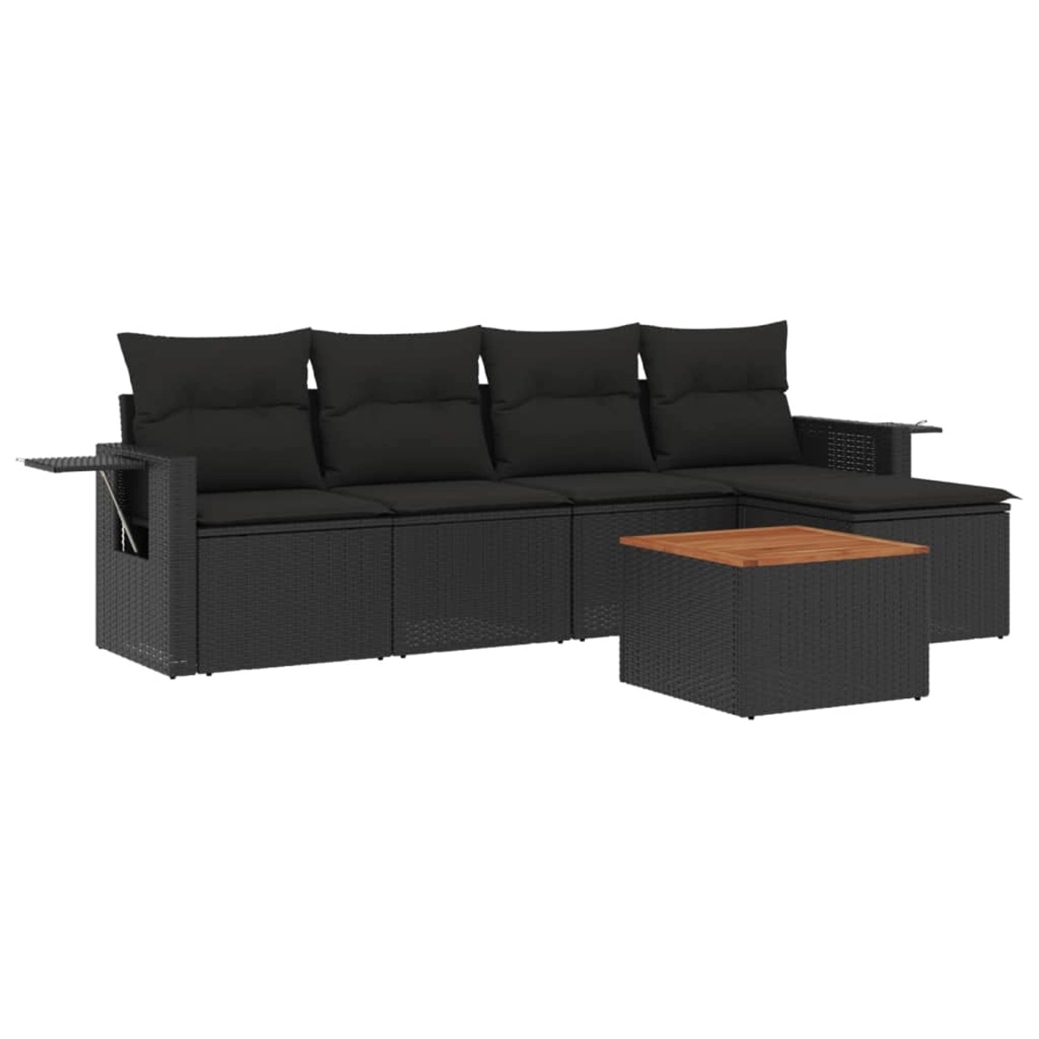 vidaXL 6-Tlg Garten-Sofagarnitur mit Kissen Schwarz Poly Rattan 3256867 günstig online kaufen