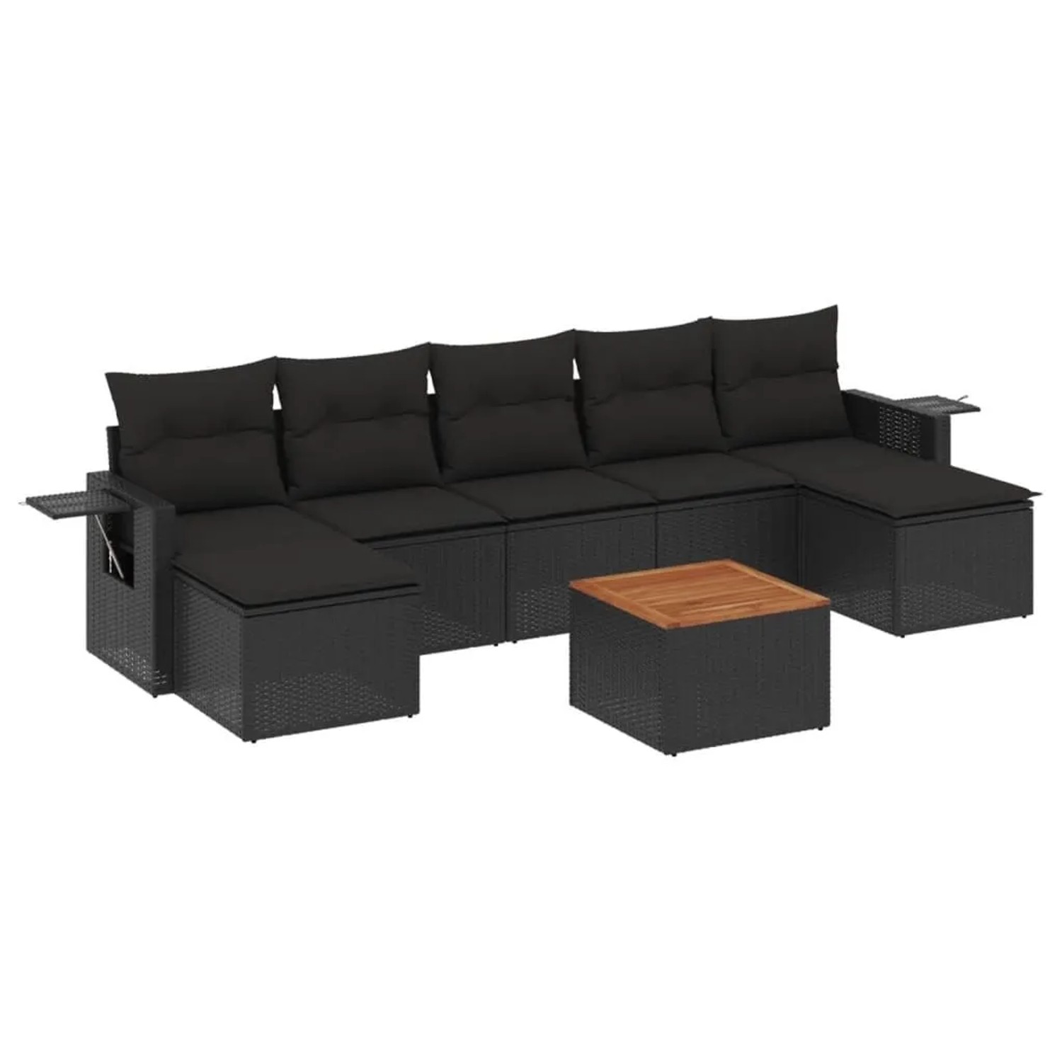 vidaXL 8-Tlg Garten-Sofagarnitur mit Kissen Schwarz Poly Rattan 3224690