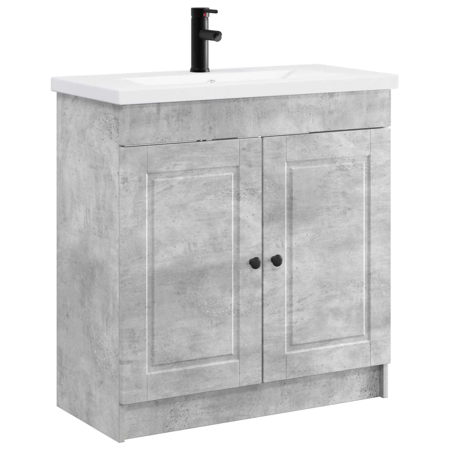 vidaXL Badezimmermöbel-Set Betongrau 56 x 37,5 x 81 cm Holzwerkstoff 3404127