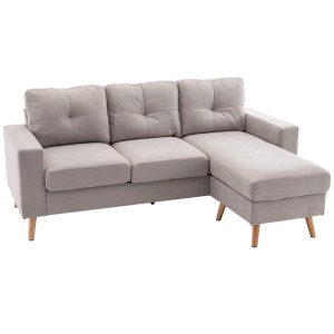 Helles HOMCOM Ecksofa in L-Form mit Leinenbezug und Chaiselongue.