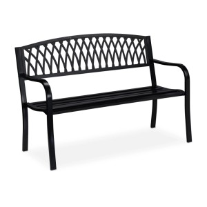 Relaxdays Gartenbank Stahl Gusseisen Schwarz Zweisitzer 127 cm x 60 cm x 87 cm