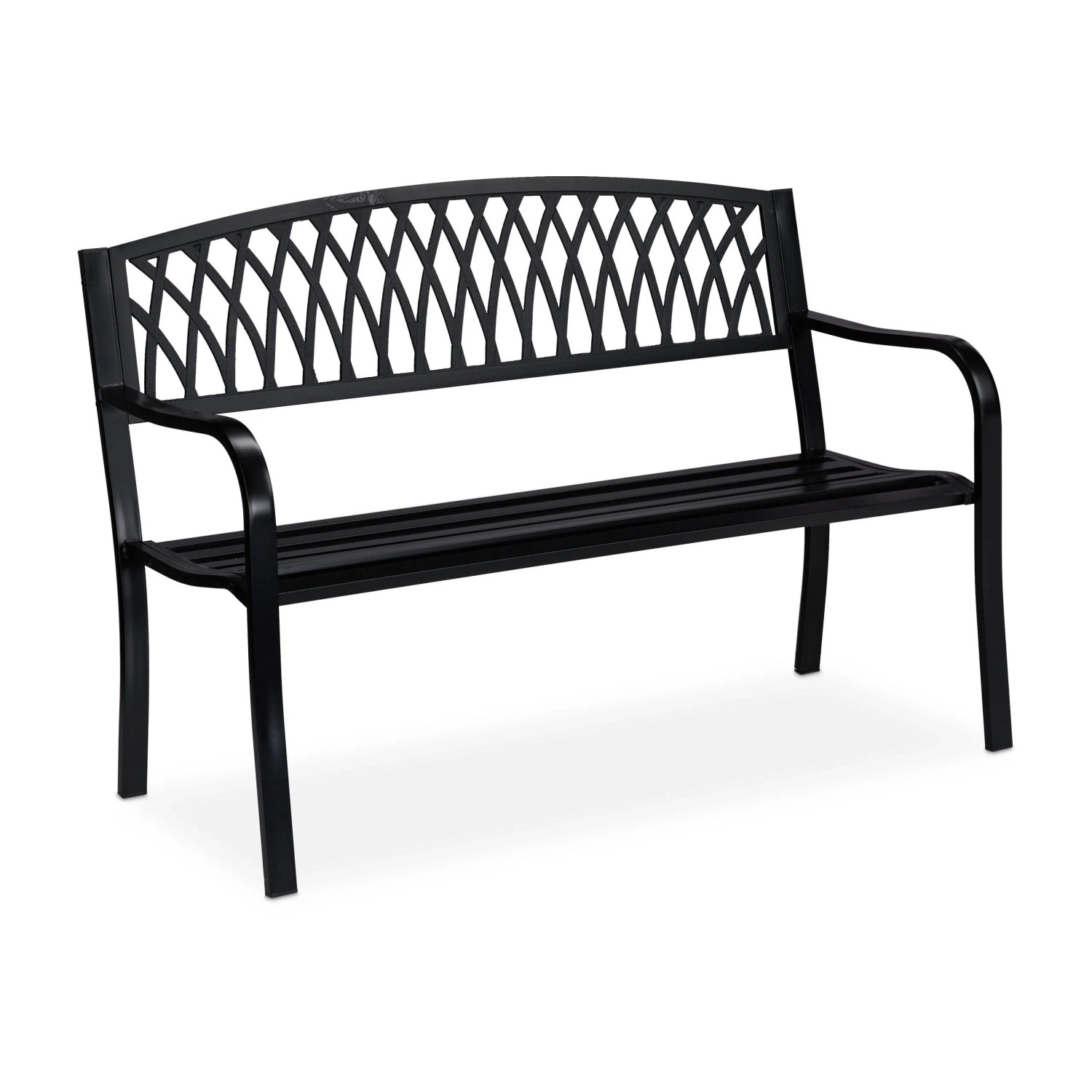 Relaxdays Gartenbank Stahl Gusseisen Schwarz Zweisitzer 127 cm x 60 cm x 87 cm