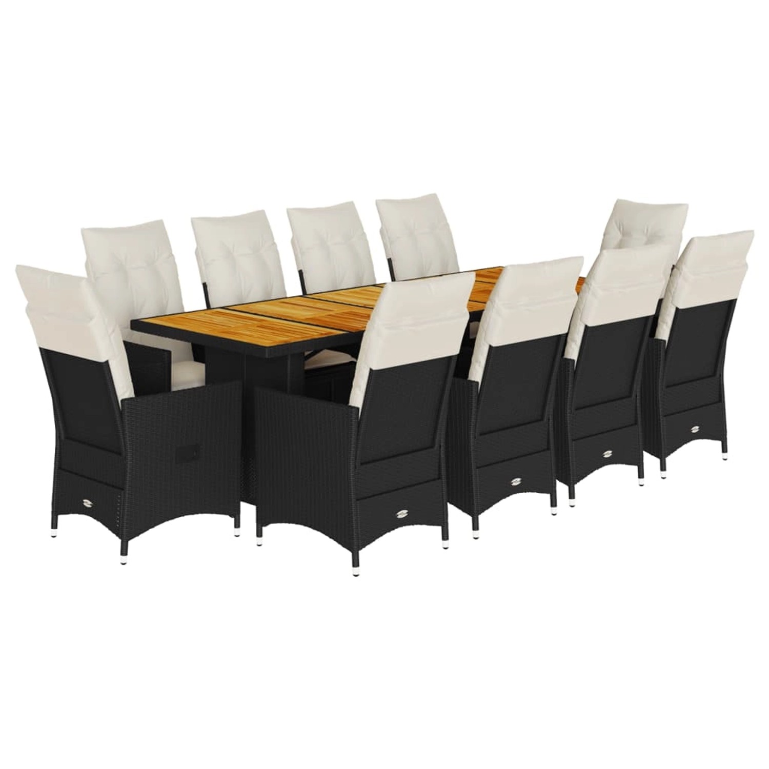 vidaXL 11-Tlg Garten-Bistro-Set mit Kissen Schwarz Poly Rattan 3277232