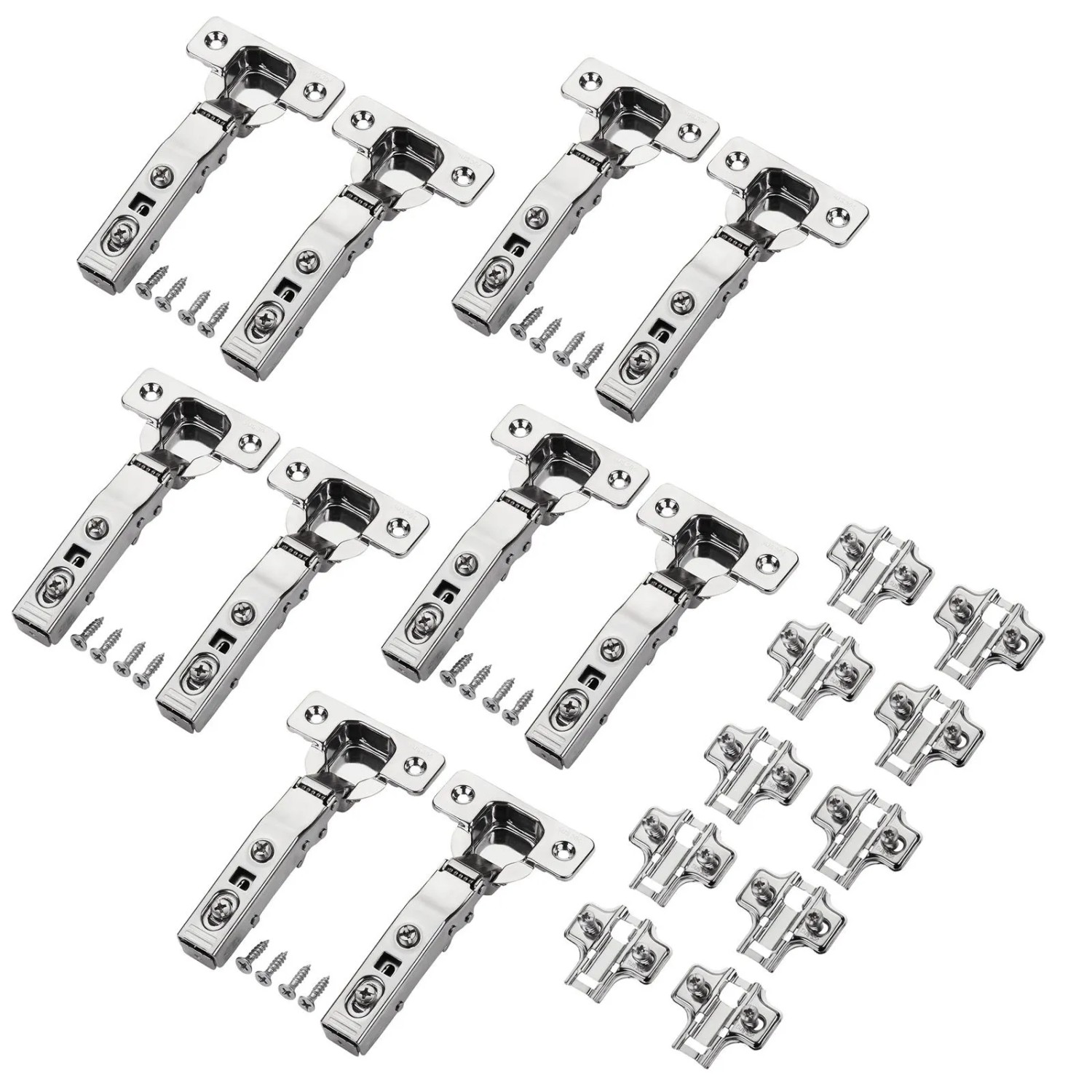 SOTECH 10x Topfband Eckanschlag Gedämpft T45 Softclose 100 Grad Klickmontage Edelstahl SS304 SS201 inkl. Kreuzmontageplatte und Schrauben
