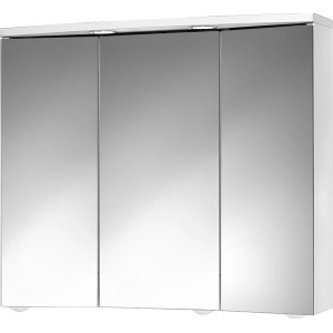 Jokey Spiegelschrank Trava 75 cm, weiß, mit drei Spiegeltüren und Beleuchtung.
