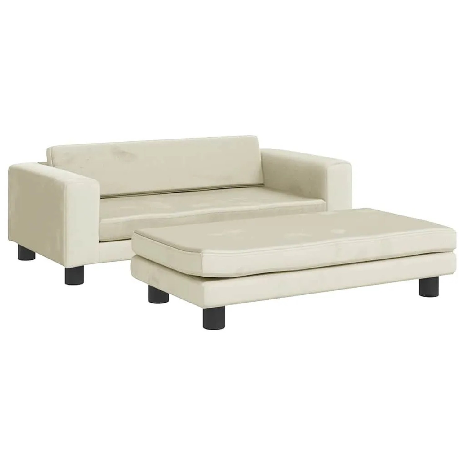 vidaXL Kindersofa mit Hocker Creme 100x50x30 cm Samt 3196413