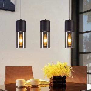 ZMH Pendelleuchte 3 flammig Vintage Glas Lampenschirm E27 Hängeleuchte für Esszimmer Küche Schlafzimmer
