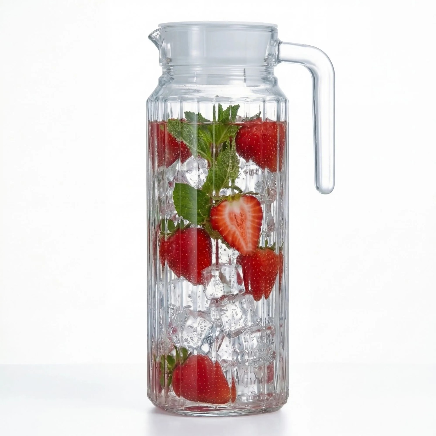 BigDean Kühlschrankkrug 1,1 Liter Glas Wasserkrug Mit Deckel Ergonomischer Griff