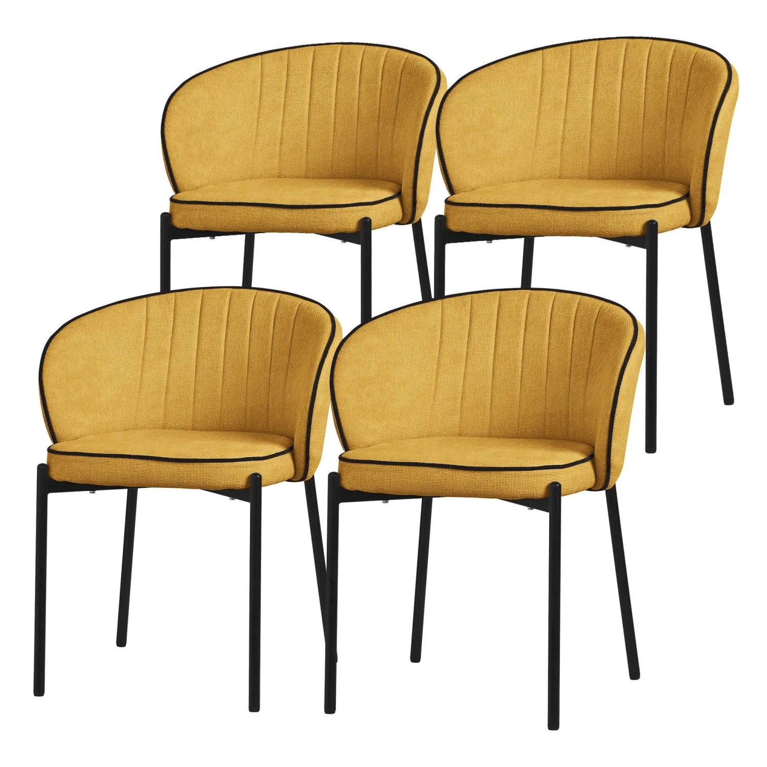 ML-Design Esszimmerstühle 4Er Set Senf mit Stoffbezug & Metallbeinen