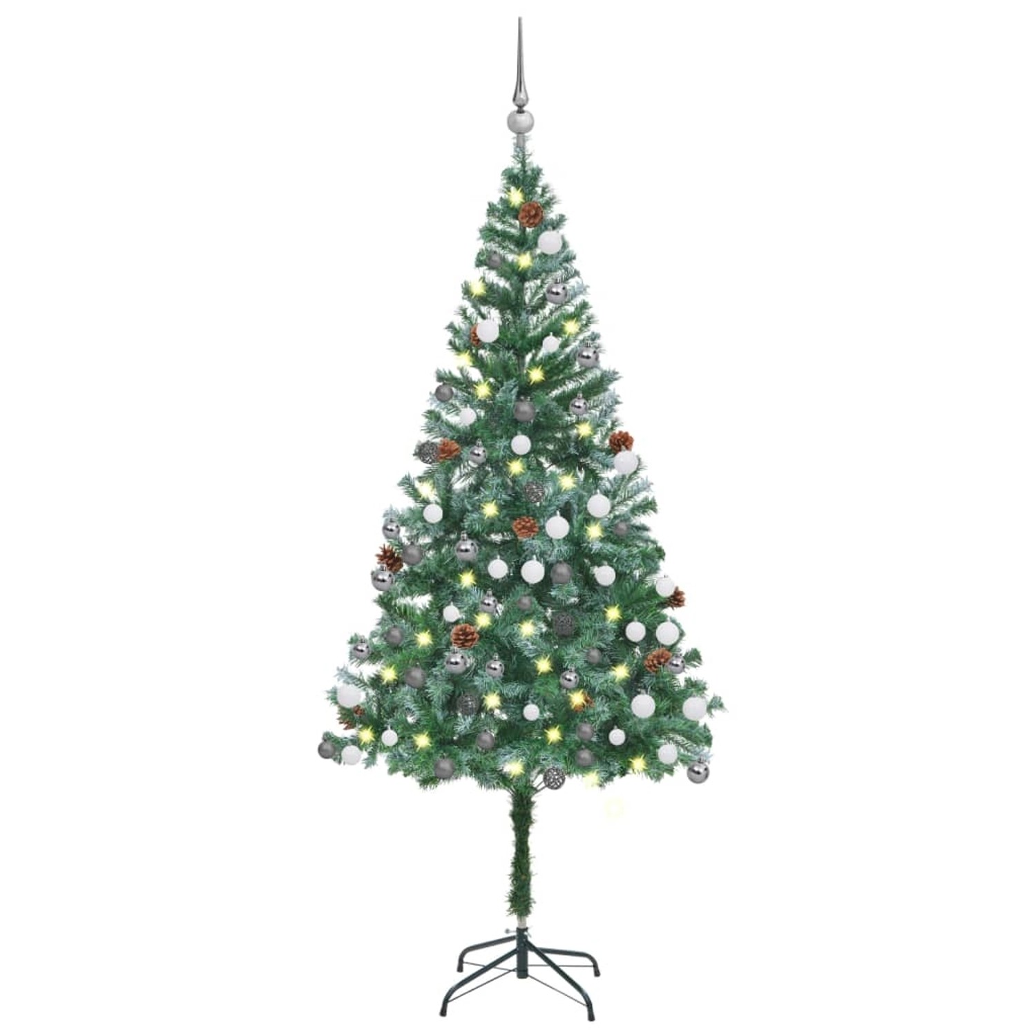 vidaXL Künstlicher Weihnachtsbaum mit LEDs & Kugeln & Zapfen 180 cm Modell 3