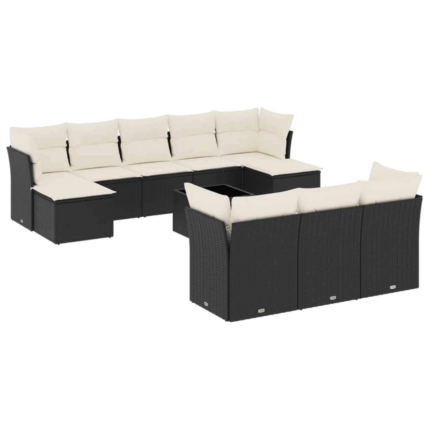 vidaXL 11-Tlg Garten-Sofagarnitur mit Kissen Schwarz Poly Rattan 3218336 günstig online kaufen