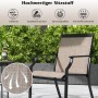 Kaffee-farbener Gartenstuhl/Terrassenstuhl mit schwarzem Metallrahmen. Der Stoff ist reißfest, ausbleichsicher, atmungsaktiv, schnelltrocknend.