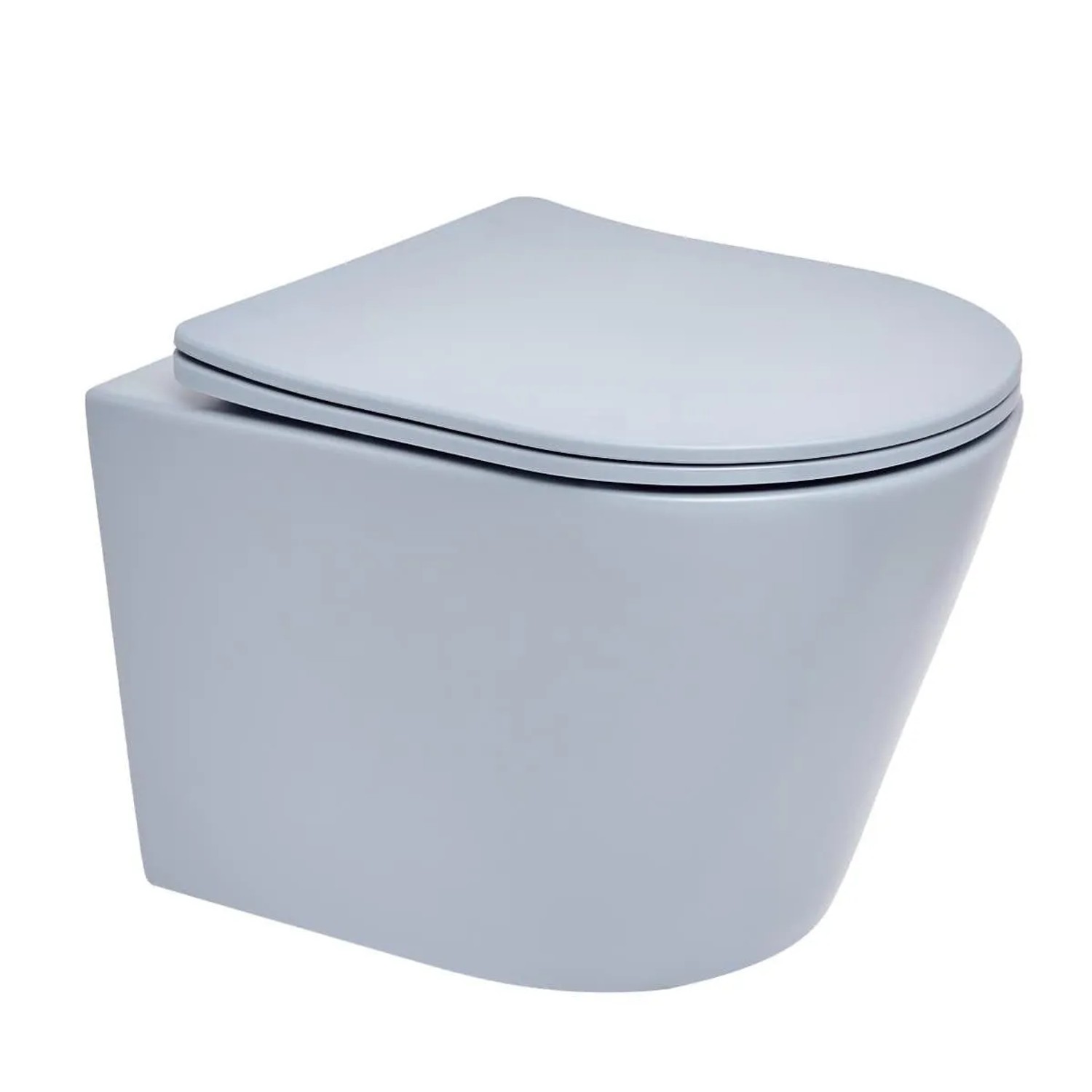 Swiss Aqua Technologies Wand-WC Hänge-WC Spülrandlos mit WC-Sitz Absenkautomatik Blau Matt