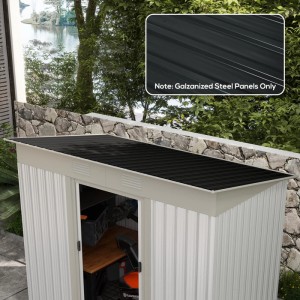 Outsunny Dachblech Stahl, dunkelgrau, 129x45cm, auf Gartenhaus montiert.