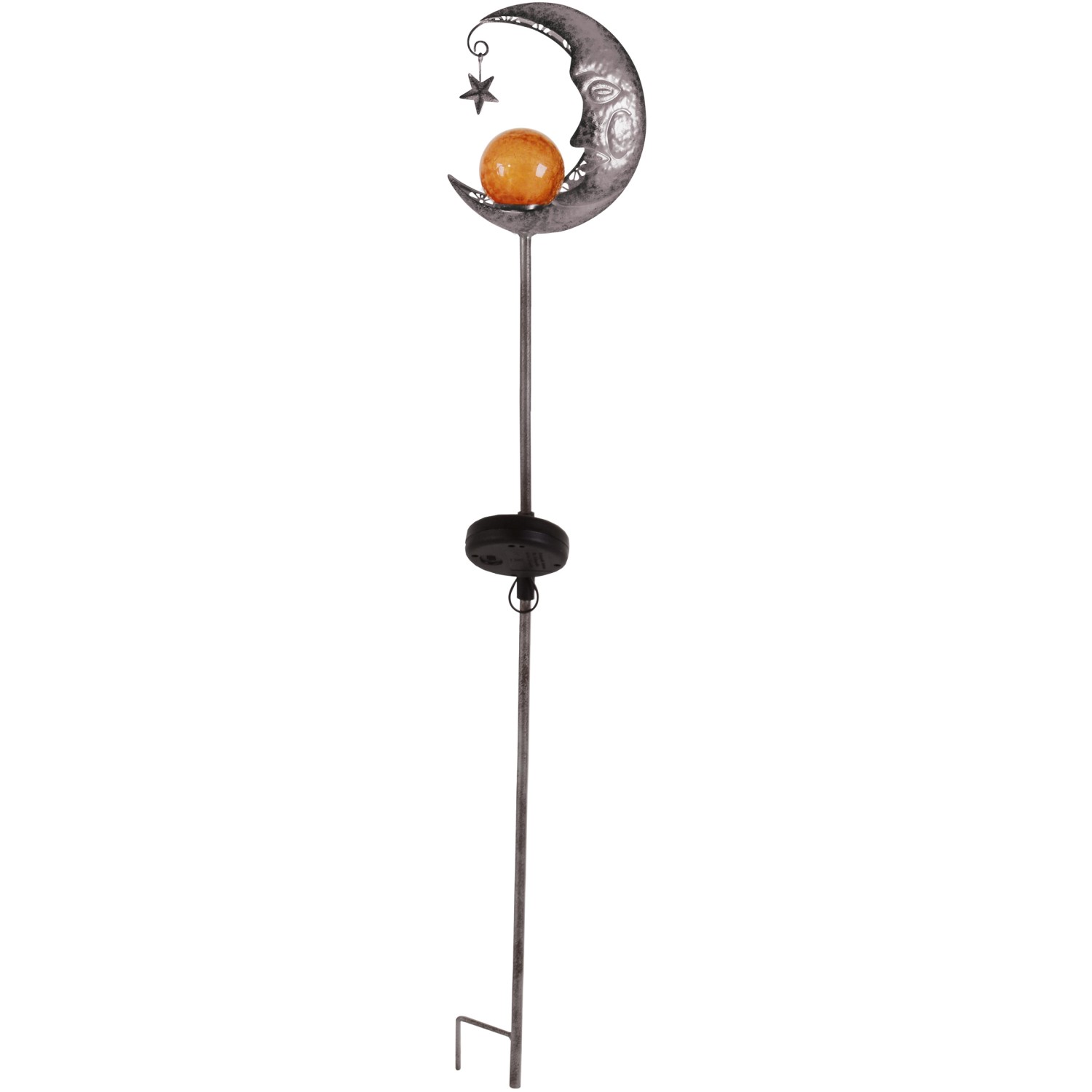 Näve LED-Solar-Erdspieß Mond Silber 85,7 cm