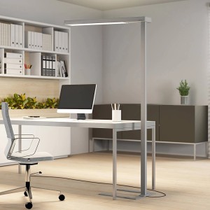 Moderne, dimmbare LED Bürostehleuchte Susi in Alu mit Bewegungsmelder für das Arbeitszimmer.