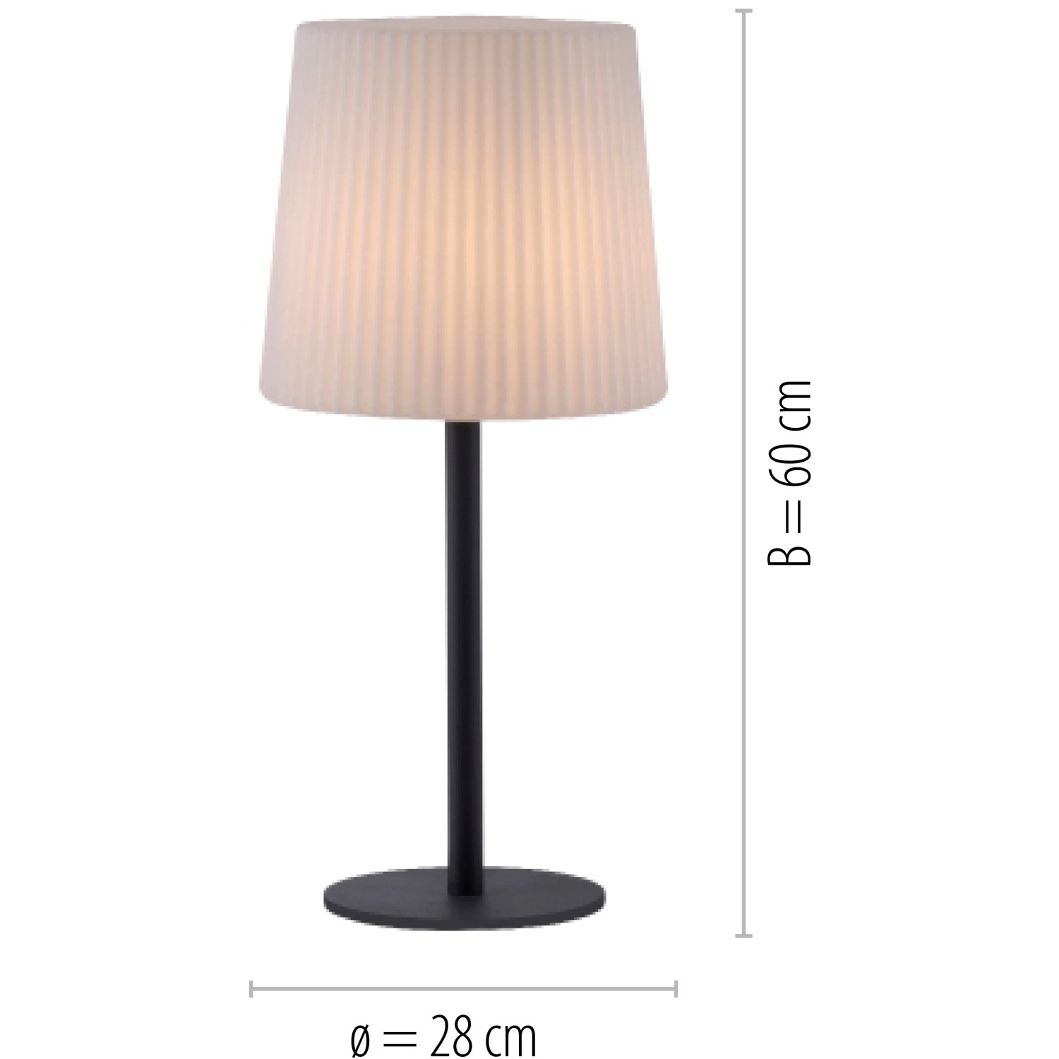 Anthrazitfarbene Paul Neuhaus LED-Tischleuchte Falter, 60 cm hoch, für Innen- und Außenbereiche.