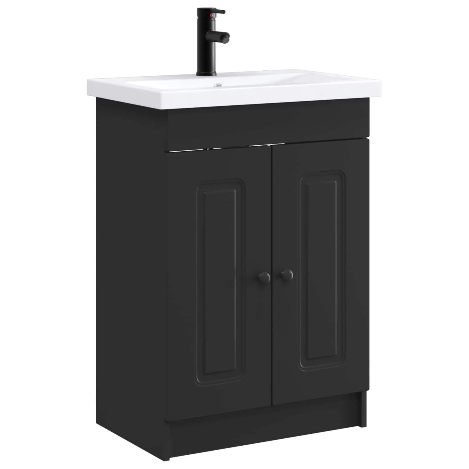vidaXL Badezimmermöbel-Set Schwarz 56 x 37,5 x 81 cm Holzwerkstoff 3404165