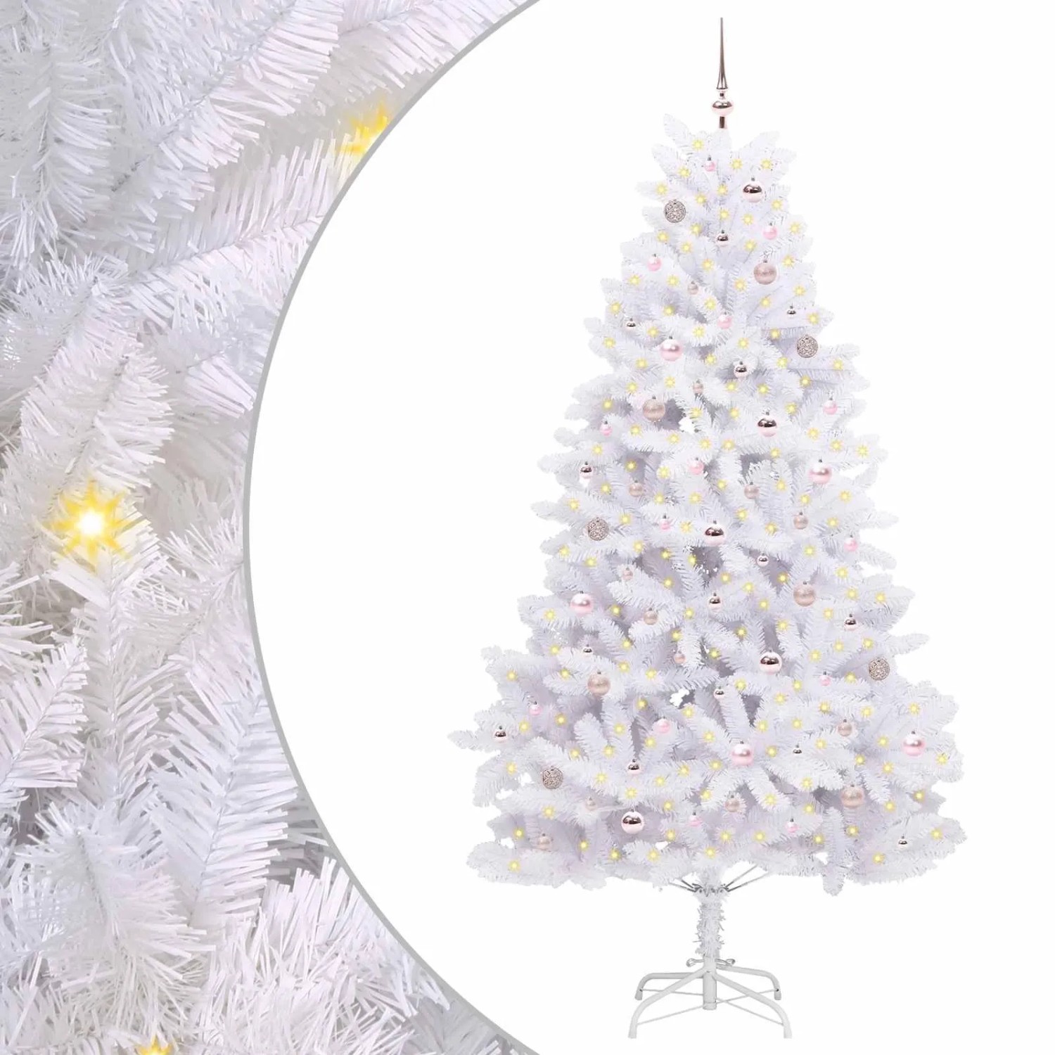 vidaXL Künstlicher Klappbarer Weihnachtsbaum Weiß 240 cm PVC und Stahl 3426614