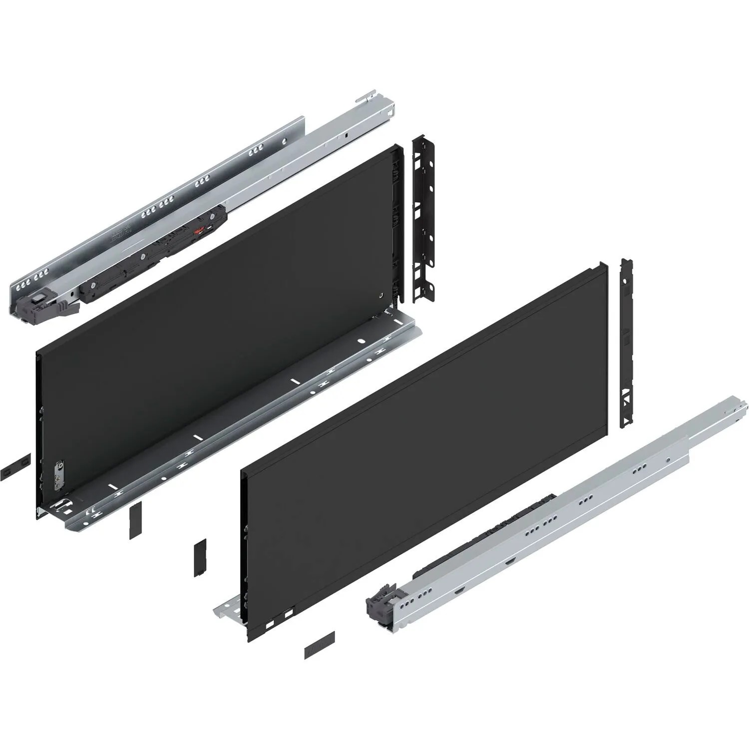 Blum Legrabox Pure Set Höhe F Tip-On Vollauszug 600 mm 70 kg Carbonschwarz 1 Paar