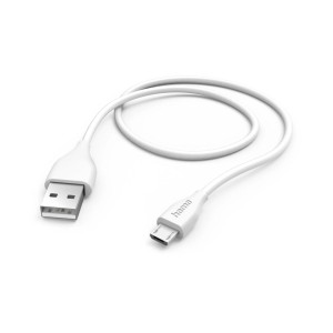 Weißes Hama Ladekabel USB-A auf Micro-USB, 1,5m lang.
