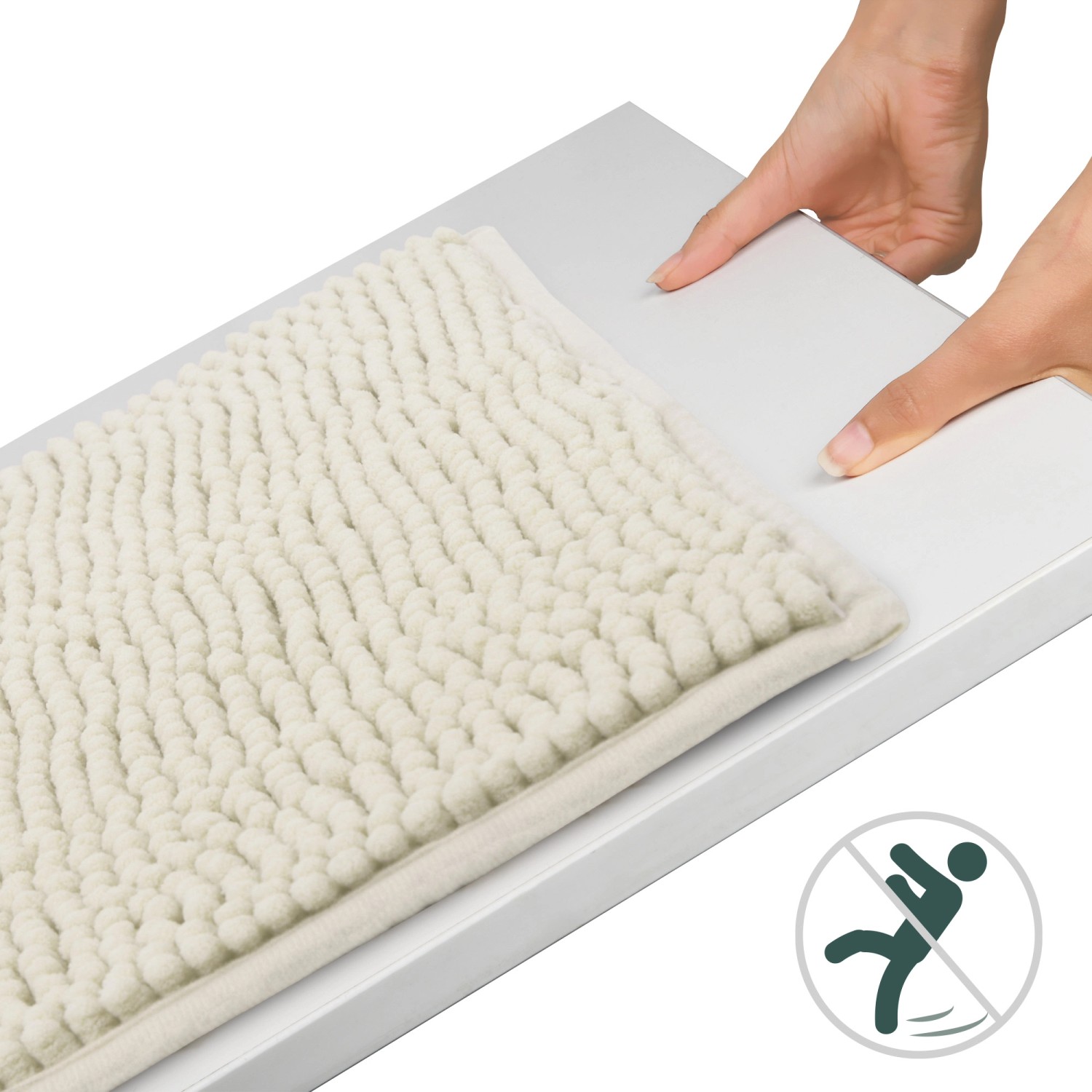 Beautissu BeauMare FL Badteppich in Natur, 70x120cm, rutschfest.