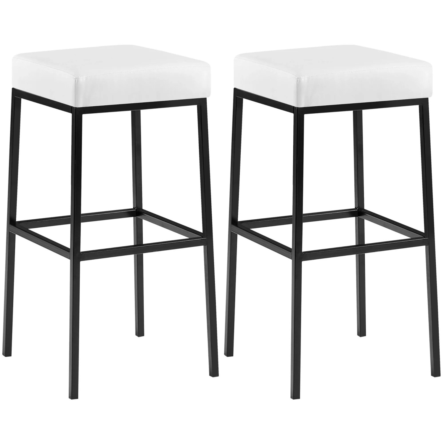 CLP 2er Set Barhocker Montreal Kunstlederbezug Weiß/Schwarz