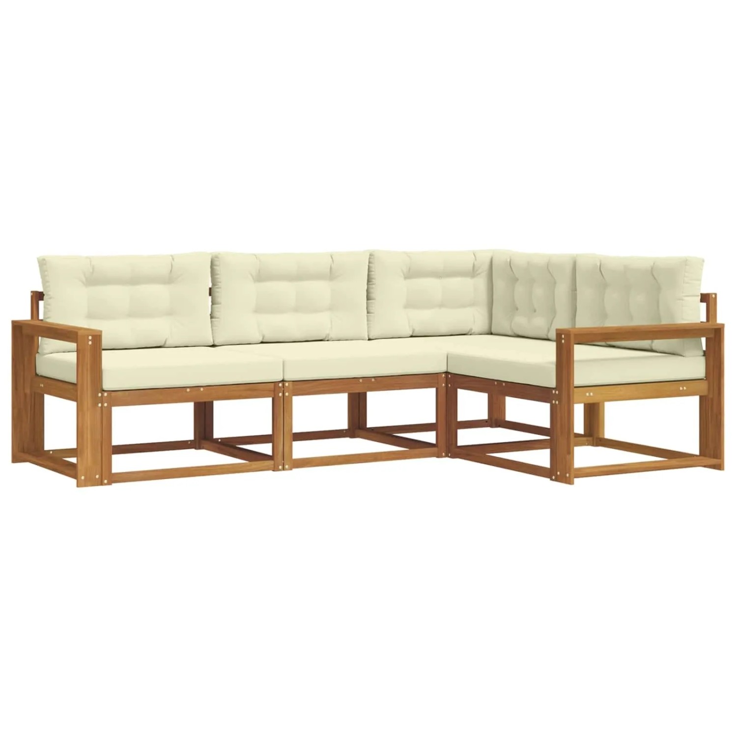 vidaXL Outdoor-Sofagarnitur mit Kissen 4-Tlg Natur und Creme 3367513