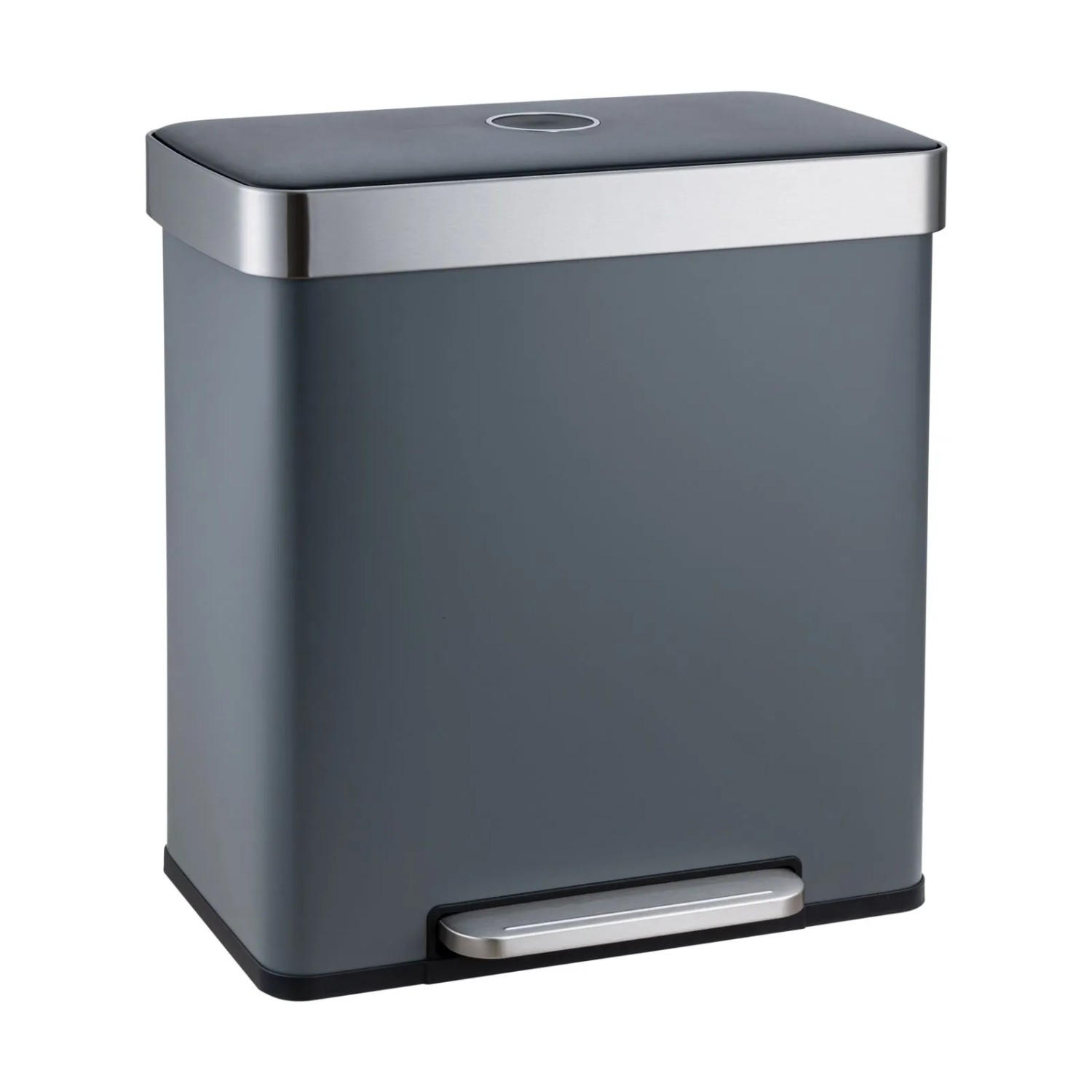 Svita LT2X30 Mülleimer 60l Treteimer 2 Fächer Mit Deckel Grau