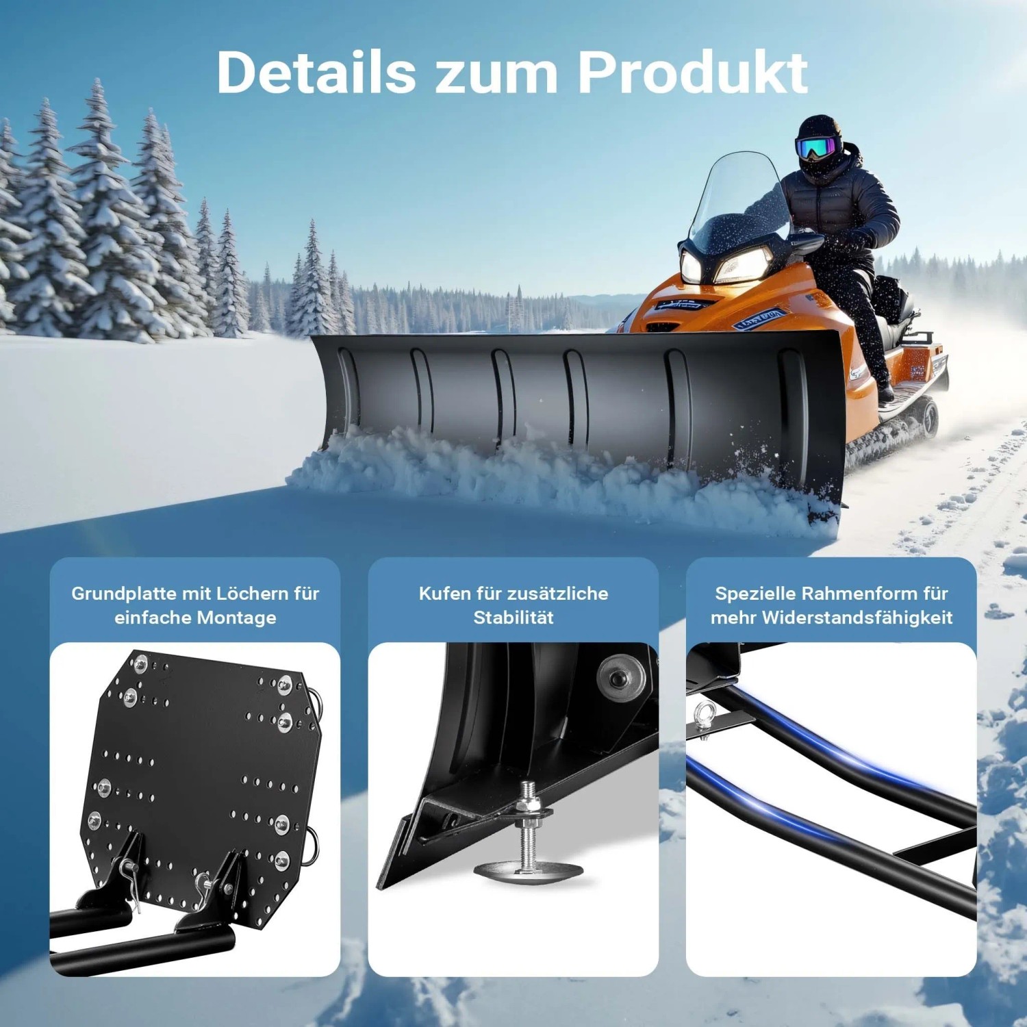 Wiltec Universal Quad Schneeschild 150X40Cm Schneepflug Traktor Räumschild_7