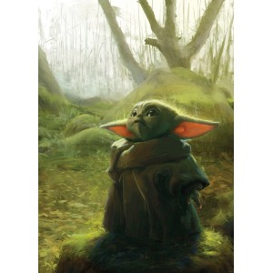 Komar Vliesfototapete Mandalorian Grogu, Baby Yoda im Wald, 200x280cm