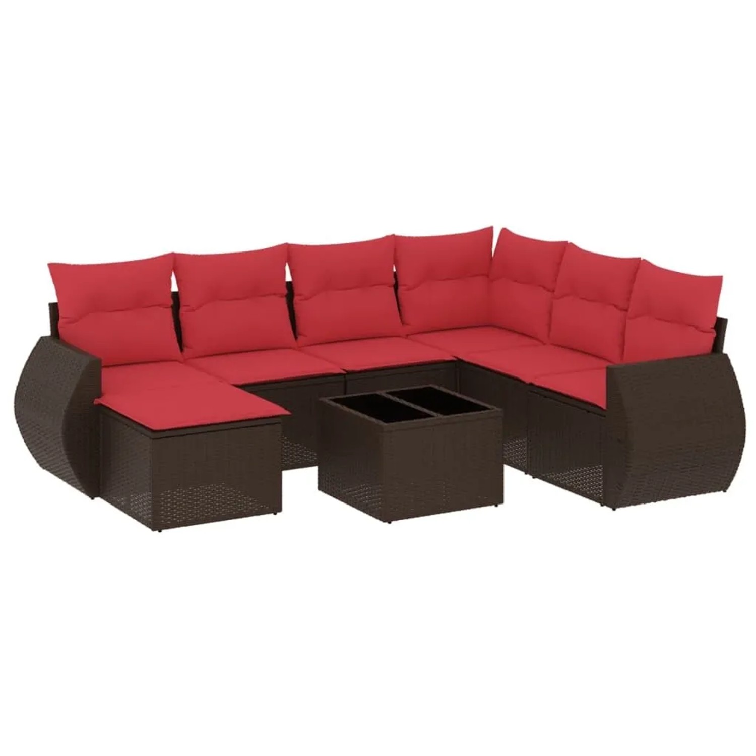 vidaXL 8-Tlg Gartensofa-Set mit Kissen Braun Polyrattan 3221713
