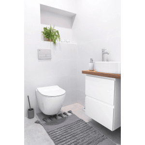 Bad Land WC SET Vorwandelement TECEbase + Toilette ROLO Weiß + Platte Rund in Weiß