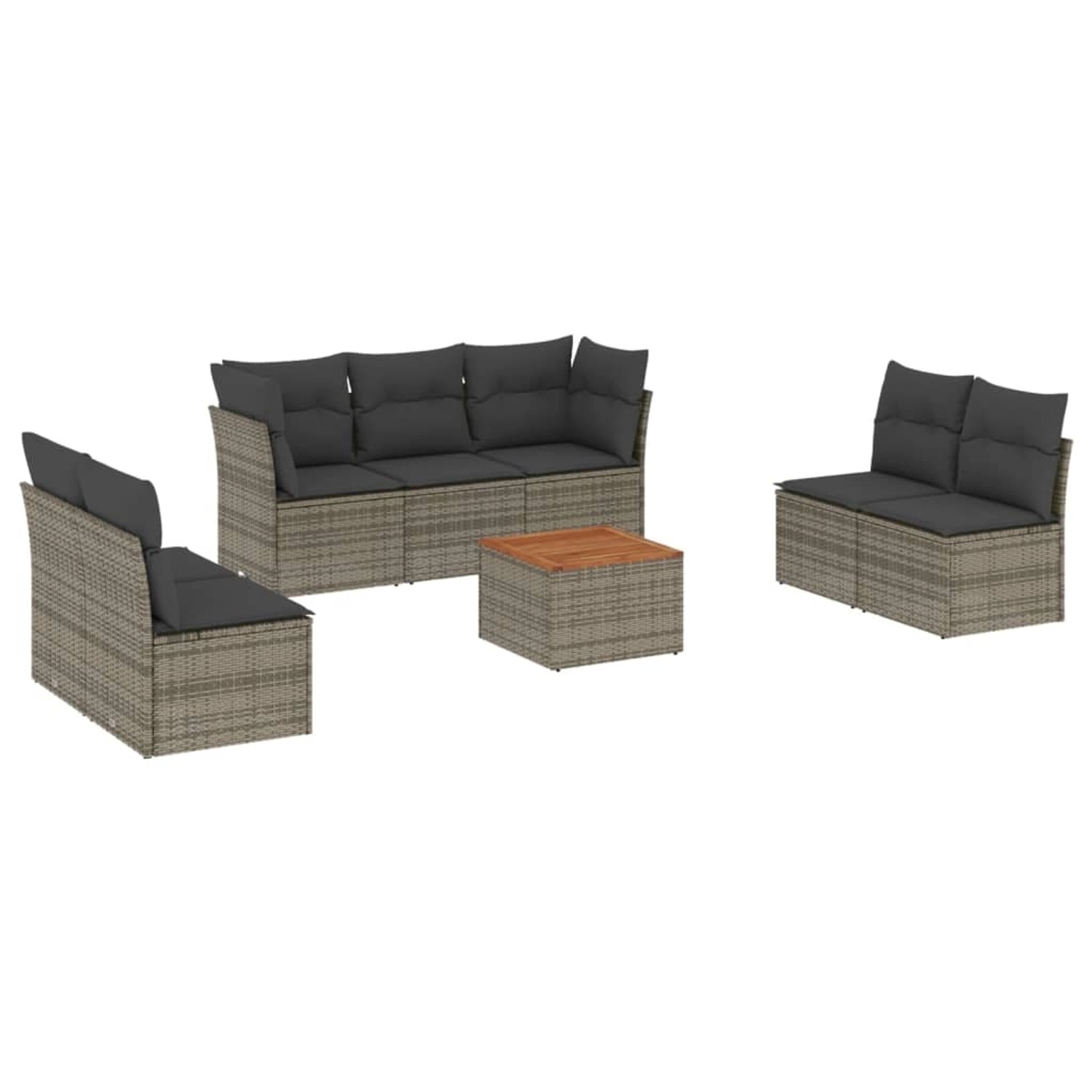vidaXL 8-Tlg Garten-Sofagarnitur mit Kissen Grau Poly Rattan 3255899 günstig online kaufen